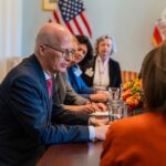 Nancy Pelosi Instagram - Yesterday, I was proud to meet with the German Bundesrat President Peter Tschentscher to speak about the relationship between our two governing bodies, the Ukrainian fight for Democracy and China's presence in global trade.