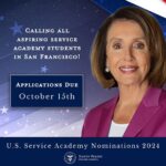 Nancy Pelosi Instagram – Calling all aspiring U.S. Service Academy students in San Francisco: the deadline for this year’s U.S. Service Academy Nominations is October 15.
Find out more on my website: pelosi.house.gov