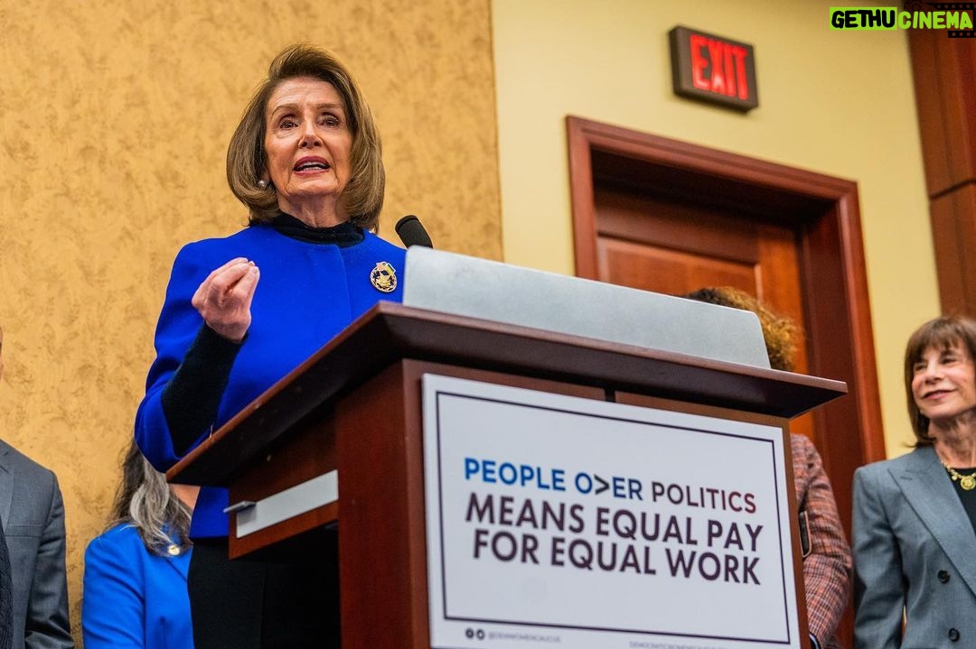 Nancy Pelosi Instagram - It’s shameful that, six decades after President Kennedy signed the Equal Pay Act, women still face pay disparities. Today, it was my privilege to join the Democratic Women’s Caucus to demand equal pay for equal work, as we fight to make our Paycheck Fairness Act the law of the land.