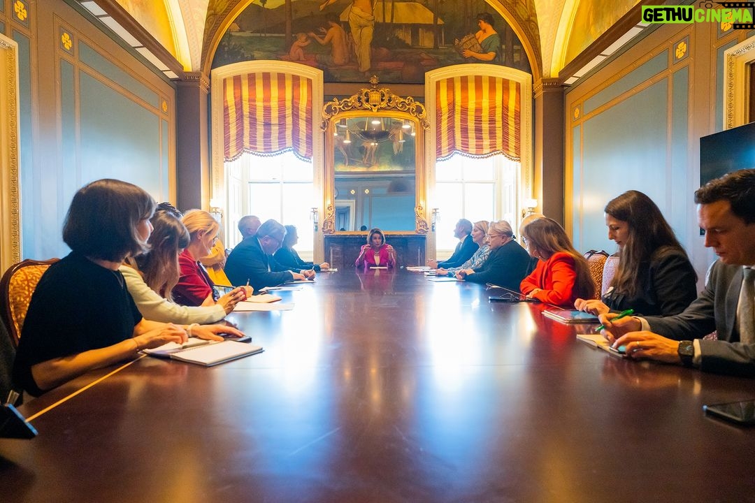 Nancy Pelosi Instagram - Thank you to the European Parliament Committee for Women's Rights and Gender Equality for meeting with me today and speaking about how we can work together to advance women's rights around the world. We discussed the importance of protecting reproductive health care and ensuring every woman everywhere has the right to choose.