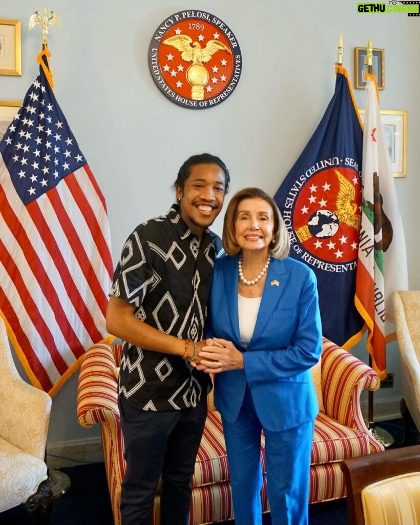 Nancy Pelosi Instagram - It was a joy to catch up with Representative Justin Jones: a champion in the fight to speak out against injustice in our communities.   Justin’s inspiring leadership in Tennessee gives us hope for the future of our Democracy.