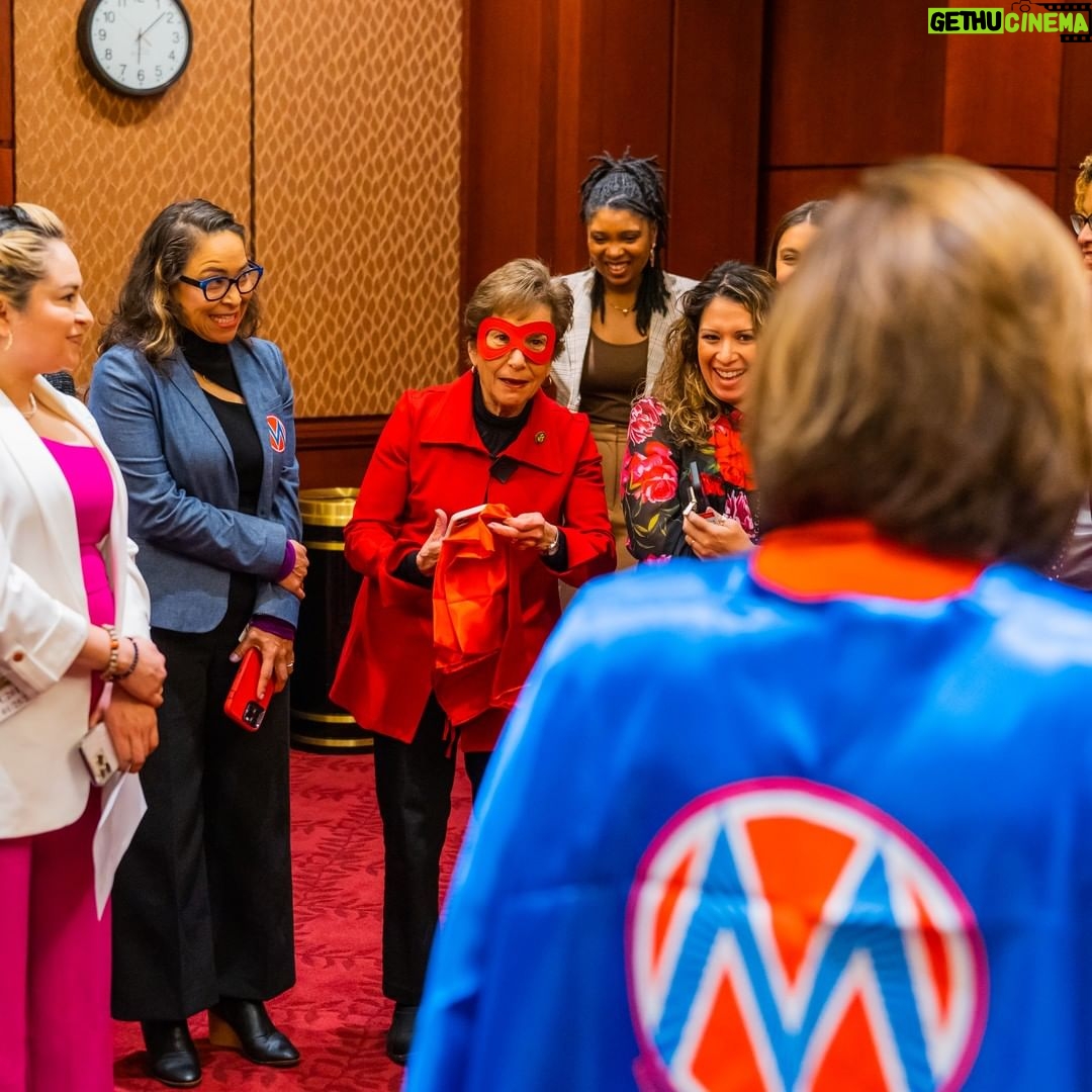 Nancy Pelosi Instagram - Last night, I proudly joined Moms Rising to celebrate our work to create jobs, lower health costs and advance family care initiatives such as equal pay, paid leave, child and family care, pre-K and more. Thank you all for your outside mobilization. And, thank you for the cape!
