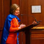 Nancy Pelosi Instagram - Last night, I proudly joined Moms Rising to celebrate our work to create jobs, lower health costs and advance family care initiatives such as equal pay, paid leave, child and family care, pre-K and more. Thank you all for your outside mobilization. And, thank you for the cape!