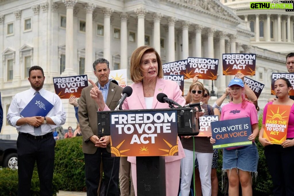 Nancy Pelosi Instagram - This week, I joined my Democratic colleagues in introducing our Freedom to Vote Act: urgent, necessary legislation to combat voter suppression & defend access to the ballot.   As John Lewis taught us, “The right to vote is precious, almost sacred.” It is the foundation of our Democracy.