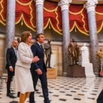 Nancy Pelosi Instagram - It was my privilege to welcome President Emmanuel Macron back to the United States Capitol. Since our founding, America has taken great pride in our friendship with the French people — one of our oldest and most treasured alliances. In his 2018 address to Congress President Macron spoke of our two nations’ “common vision for humanity. Today, we discussed our continued work to advance that vision: safeguarding global security, spurring shared prosperity, protecting our planet and defending democracy.