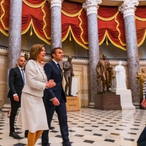 Nancy Pelosi Instagram - It was my privilege to welcome President Emmanuel Macron back to the United States Capitol. Since our founding, America has taken great pride in our friendship with the French people — one of our oldest and most treasured alliances.

In his 2018 address to Congress President Macron spoke of our two nations’ “common vision for humanity. Today, we discussed our continued work to advance that vision: safeguarding global security, spurring shared prosperity, protecting our planet and defending democracy.