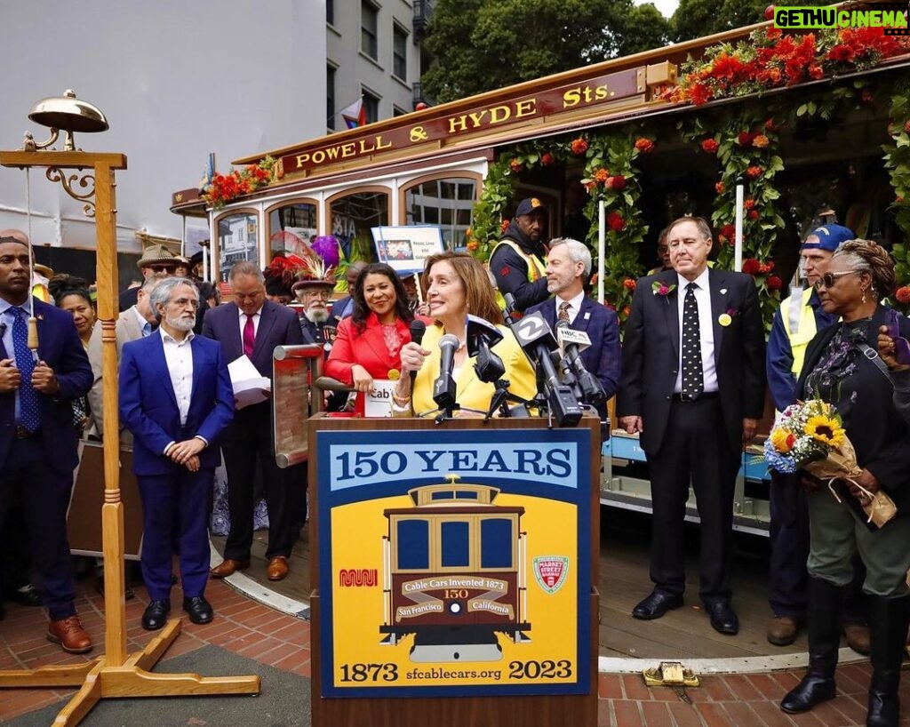 Nancy Pelosi Instagram - Yesterday, it was my privilege to join in celebrating the 150th anniversary of the cable car: a San Francisco treasure that embodies the spirit of our City.   In marking this special anniversary, we take pride in our past and draw inspiration for the innovations of the future!