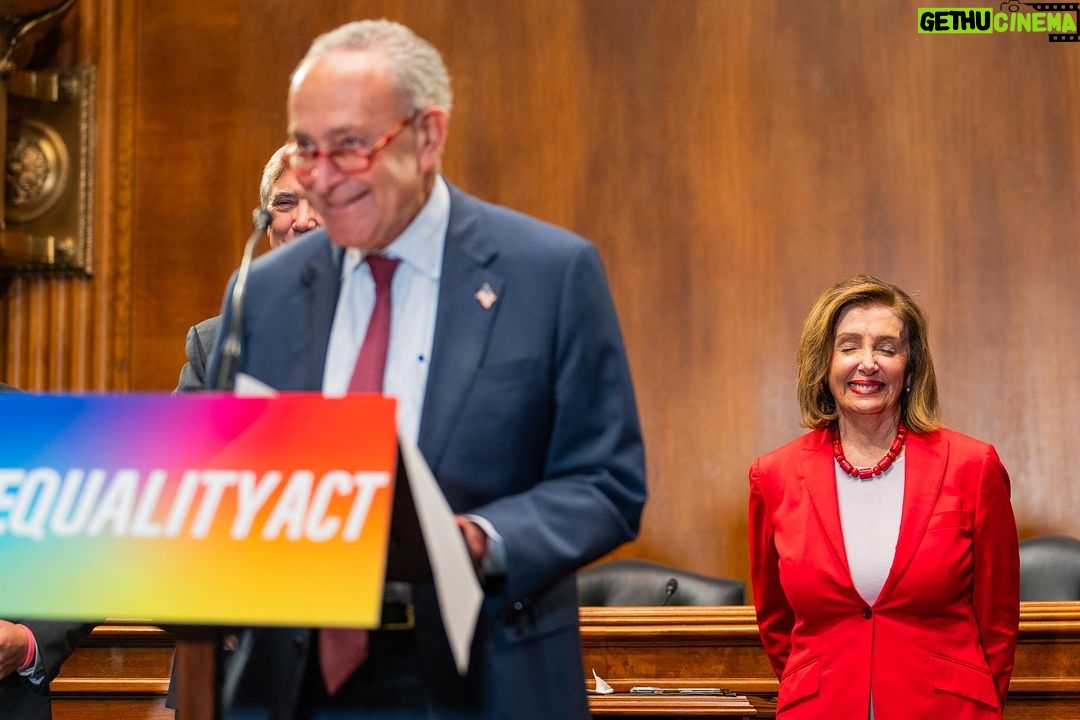 Nancy Pelosi Instagram - Today, I proudly joined Congressional Democrats to reintroduce our Equality Act, which would strengthen the Civil Rights Act by prohibiting discrimination in public accommodations on the basis of sex and gender identity. We must make these protections for LGBTQ+ Americans law.