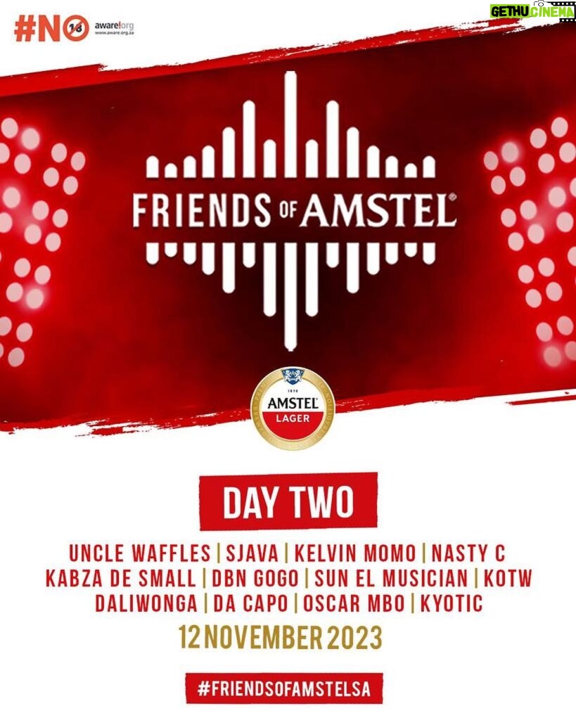 Nasty C Instagram - Excited to announce that I am part of this year’s #FriendsOfAmstelSA line up alongside some of SA’s hottest acts. See you on the 12th of November. Secure your tickets at friendsofamstel.co.za cc @amstelsa