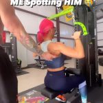 Natalie Eva Marie Instagram - Him Spotting Me VS Me Spotting him 🦾🤪😭 - Who’s gettin their sweat on today?! - Let’s Go Get Some! - WWW.𝐍𝐚𝐭𝐚𝐥𝐢𝐞𝐄𝐯𝐚𝐌𝐚𝐫𝐢𝐞.𝐜𝐨𝐦 💫Outfit/shoes/ : @tyrsport 📦 For Free Shipping Use My Code : NEMFGS