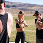 Natalie Eva Marie Instagram - Getting a workout in with our guides in between hunts @threeforksranchlodge . - Hiking all morning and early evening at 7,000 + ft is no joke, even less of a joke when you are packing out 350lbs of meat. #StayReady - Workout fit: @tyrsport 📸 @travperk_photo The Lodge and Spa at Three Forks Ranch