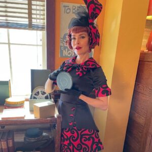 Nathalie Boltt Instagram - Oh the times we had! My favourite experience on Riv were stepping into the costume department to have another magical play date with Rebekka Sorensen @7 Christmas every episode as Penelope! ❤️🪄💥💃🏻 Repost from @7sistersnorway
•
Penelope Blossom of Riverdale 👠 and her fun 1950’s fashion style.  I had a blast designing her costumes this season.  Many hours of research and fabric shopping before Nathalie came for her fittings. The sewing team nailed it and brought my designs to Life ❤️ Nathalie is the perfect Penelope blossom #nathalieboltt #riverdaleseason7 #1950s #costumes #1950costumes #penelopeblossom #cherylblossom #julianblossom