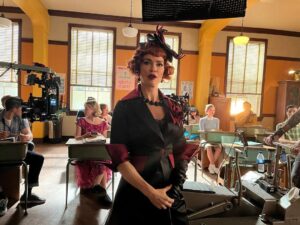 Nathalie Boltt Instagram - That’s Mrs. blossom to you! Be good kiddes. That means you too, @kjapa Apa. Photo bomba! 😆 #redmenace #riverdale