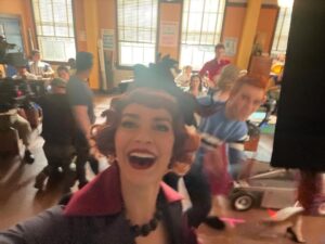 Nathalie Boltt Instagram - That’s Mrs. blossom to you! Be good kiddes. That means you too, @kjapa Apa. Photo bomba! 😆 #redmenace #riverdale