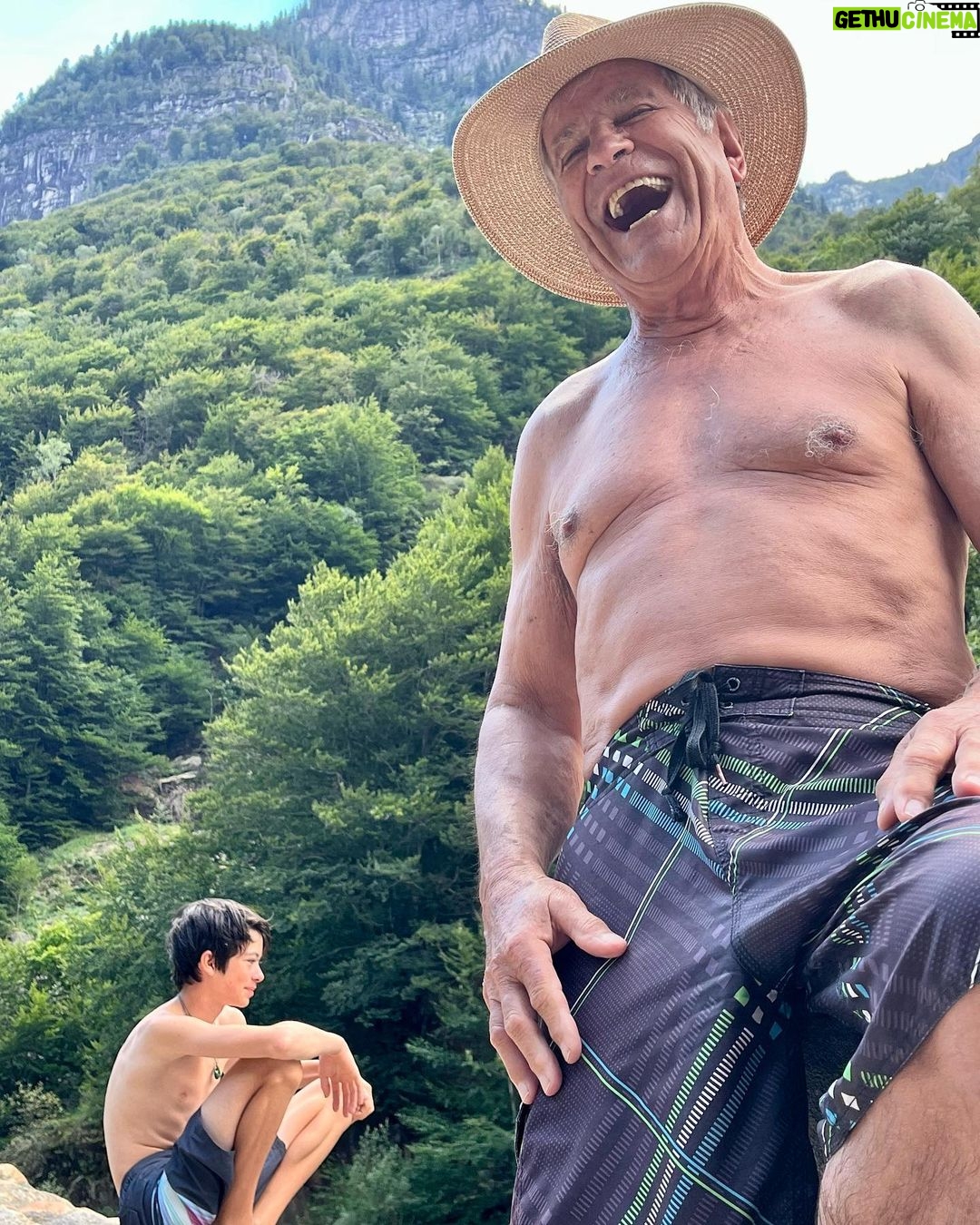 Nathalie Boltt Instagram - My dad. 80 years. Still laughing and rocking that summer bod. Lavertezzo, Switzerland