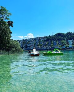 Nathalie Boltt Instagram - Zurich lake. Paddle boats with slides #swissingenuity