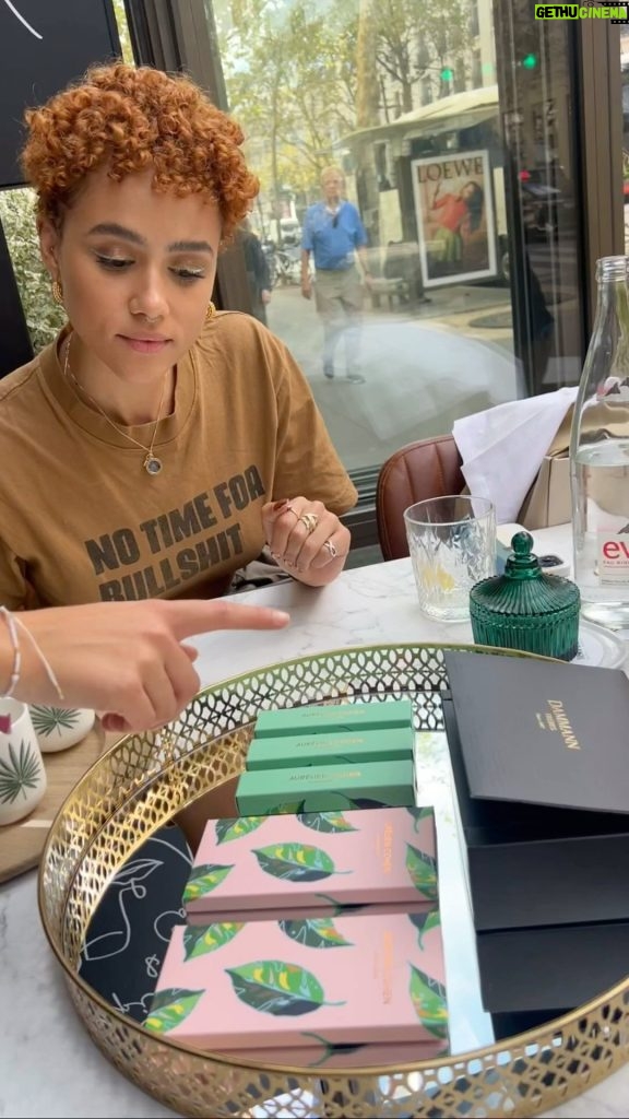 Nathalie Emmanuel Instagram - Cute moments at @msocialparis in Paris before I headed back to London after Paris Fashion Week. Vegan chocolates, a pot of tea, and coffee is a sure way to my heart 🥰🇫🇷❤️🫖☕️🍫 Thank you for the hospitality