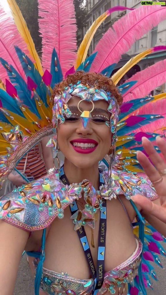 Nathalie Emmanuel Instagram - I had a necessary break from social media and was on a quiet one for the past month… but it felt only right to return with a reel about my happiest two days of the year! Immersed in Caribbean culture, celebration… and most importantly JOY! This year on day 2 I did mas and costume for the FIRST time ever with @airam_tribe and @lagniappe_mas. Costumes designed by the incredibly talented @tiffanni_t. Thank you so much for having me! I had the best time! All thanks to my lovely friend @curvynyome for putting me on and guiding me through my first mas! #nottinghillcarnival2023 #nottinghillcarnival #prettymas #firsttimer #caribbeanandproud #🇩🇲 #🇱🇨 #domilucian