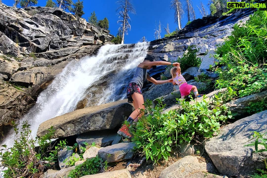 Nathan Kress Instagram - This baby has been punching above her weight in the difficulty department since birth. Climb a waterfall, why dont ya? Only been walking for like, a month, but sure, why not?