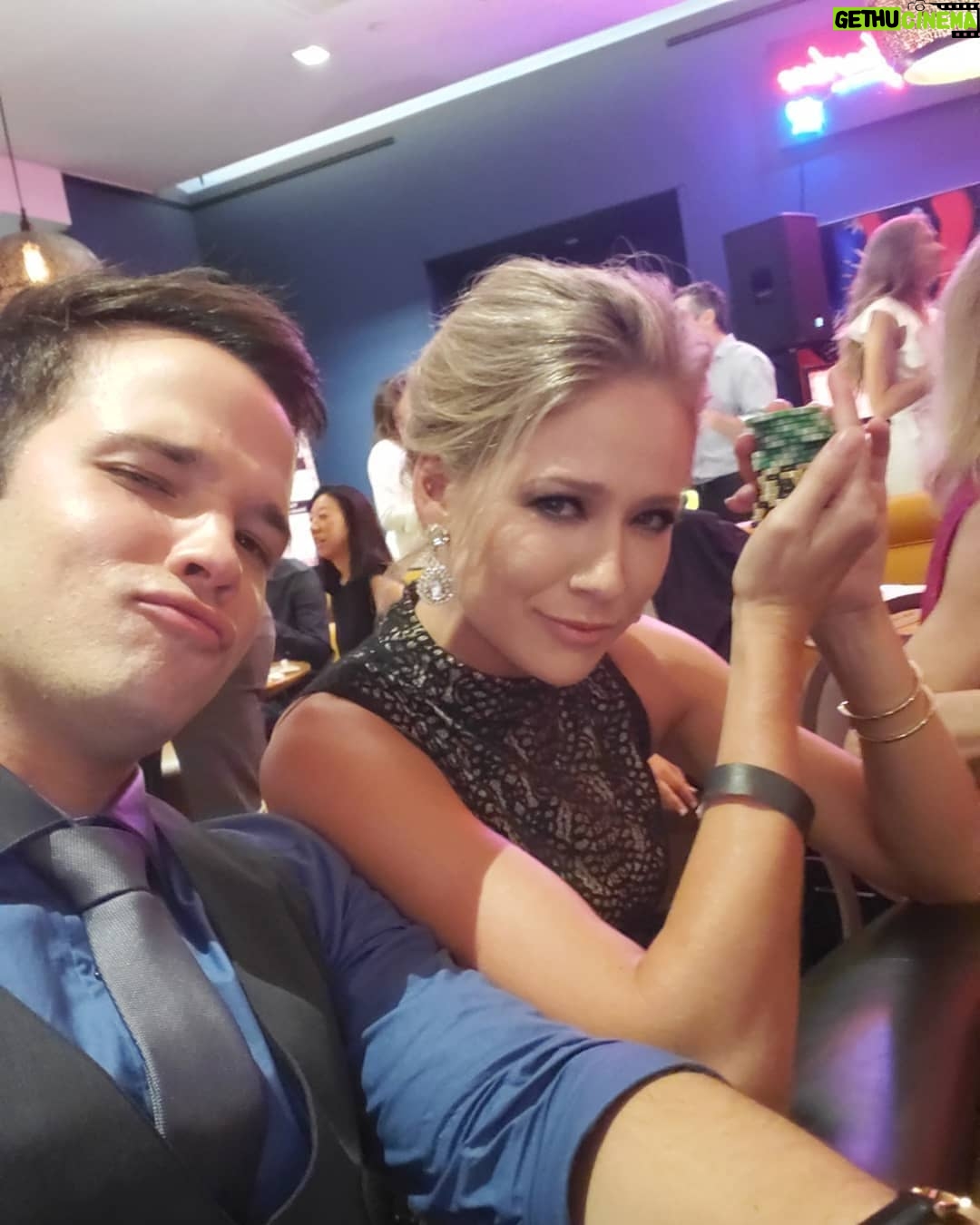 Nathan Kress Instagram - SO much fun at last weekend's charity poker tournament, benefitting the amazing work that @towercancerresearch and @cancerfreegen are doing! We were garbage poker players, as per usual, but hey! It was for a good cause 😆 and we were greatly improved over our last attempt, so we're getting there! Also side note, HOLY MOLY my wife is such a smoke show 🔥🔥🔥🔥🔥 #cfgpoker