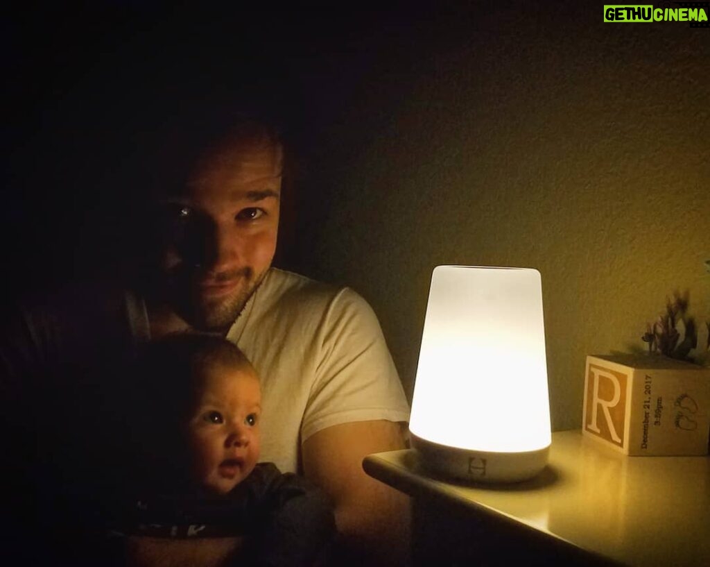 Nathan Kress Instagram - Going through old photos on this fine #tbt! 3mo old Ro getting her nightly hypnosis from her @hatchnursery night light ❤ this was back when she used to stay still for more than 2.6 seconds. What a time!!! #gift