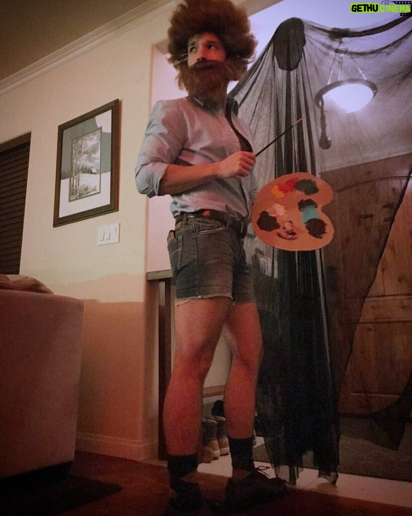 Nathan Kress Instagram - One quick Google image search to confirm that no one has tried to pull off Sexy Bob Ross for Halloween yet, and away we go... I'm also now 50% of the way there for Tobias Fünke next year, so it's a double-whammy for me.