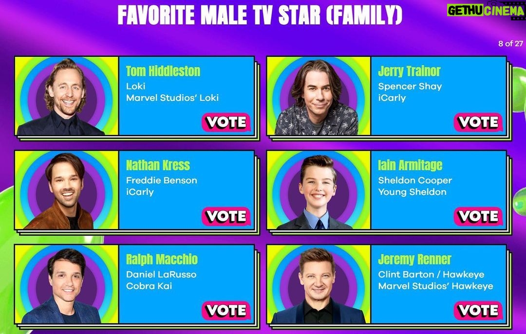 Nathan Kress Instagram - WOAH. There I am, smack in the middle of a sandwich of talented dudes. Very honored to be nominated for Favorite Male TV Star, alongside my boy @jerrytrainor and @icarly for favorite show!! Go vote right now on the KCA website!