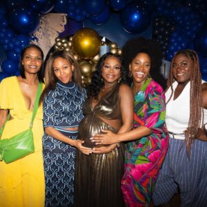 Naturi Naughton Instagram - Had 2 have 2 baby showers for #LittleTwo 😛🥳We appreciate all the love from our #Atlanta Fam! Thanks @ellybevents for planning the most beautiful baby shower 4 us!💙 💛 
🎈: @thewhatspoppinballoondecor 
Thx2 my glam:
💄@camaraaunique 
💇🏾‍♀️: @joshandhair 
Styled by: @iamhdiddy 
👗: @macduggal 
Jewelry @trufacebygrace 
📸1-7: @inijephotography 
📸 8-10: @fosterlew 
#TheCountdown ⏰ Can’t wait to meet my baby boy! 💙🥳 I can’t wait to do this with you Husband! #TwoLewis #BabyLewis Coming soon! 🤰🏾