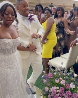 Naturi Naughton Instagram - 💜I will NEVER forget this day! 4/2/22💜 HAPPY 1st ANNIVERSARY Husband #TwoLewis 😘 We had the most LIT 🔥 Wedding…it was Soo US & We are having the most beautiful marriage & now soon come #BabyLewis 🎉🤰🏾There’s so much to be grateful for! God I thank you for the gift of #TrueLove & for the opportunity to marry my BEST FRIEND! 
📸 @stanlophotography 
Gorg Wedding planning by @ellybevents 
Still not over my dresses! Thx @vaingloriousbrides #SpringWedding #BlackLove #1Year #InfinityAndBeyond #HappyAnniversary #family #LewisLegacy 🙌🏾💜