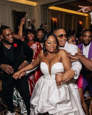 Naturi Naughton Instagram - 💜I will NEVER forget this day! 4/2/22💜 HAPPY 1st ANNIVERSARY Husband #TwoLewis 😘 We had the most LIT 🔥 Wedding…it was Soo US & We are having the most beautiful marriage & now soon come #BabyLewis 🎉🤰🏾There’s so much to be grateful for! God I thank you for the gift of #TrueLove & for the opportunity to marry my BEST FRIEND! 
📸 @stanlophotography 
Gorg Wedding planning by @ellybevents 
Still not over my dresses! Thx @vaingloriousbrides #SpringWedding #BlackLove #1Year #InfinityAndBeyond #HappyAnniversary #family #LewisLegacy 🙌🏾💜