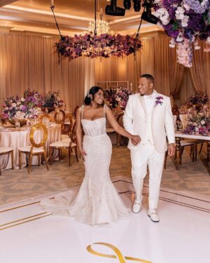 Naturi Naughton Instagram - 💜I will NEVER forget this day! 4/2/22💜 HAPPY 1st ANNIVERSARY Husband #TwoLewis 😘 We had the most LIT 🔥 Wedding…it was Soo US & We are having the most beautiful marriage & now soon come #BabyLewis 🎉🤰🏾There’s so much to be grateful for! God I thank you for the gift of #TrueLove & for the opportunity to marry my BEST FRIEND! 
📸 @stanlophotography 
Gorg Wedding planning by @ellybevents 
Still not over my dresses! Thx @vaingloriousbrides #SpringWedding #BlackLove #1Year #InfinityAndBeyond #HappyAnniversary #family #LewisLegacy 🙌🏾💜