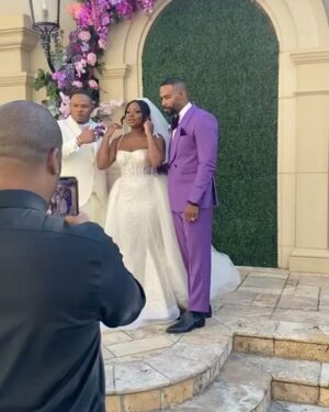 Naturi Naughton Instagram - 💜I will NEVER forget this day! 4/2/22💜 HAPPY 1st ANNIVERSARY Husband #TwoLewis 😘 We had the most LIT 🔥 Wedding…it was Soo US & We are having the most beautiful marriage & now soon come #BabyLewis 🎉🤰🏾There’s so much to be grateful for! God I thank you for the gift of #TrueLove & for the opportunity to marry my BEST FRIEND! 
📸 @stanlophotography 
Gorg Wedding planning by @ellybevents 
Still not over my dresses! Thx @vaingloriousbrides #SpringWedding #BlackLove #1Year #InfinityAndBeyond #HappyAnniversary #family #LewisLegacy 🙌🏾💜