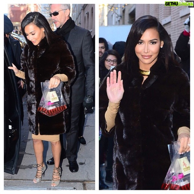 Naya Rivera Instagram - The View for today: Donna Karan dress, Malone Souliers heels. And thank you to the amazing girl who stood outside in the cold to give me a birthday cupcake! SO sweet!