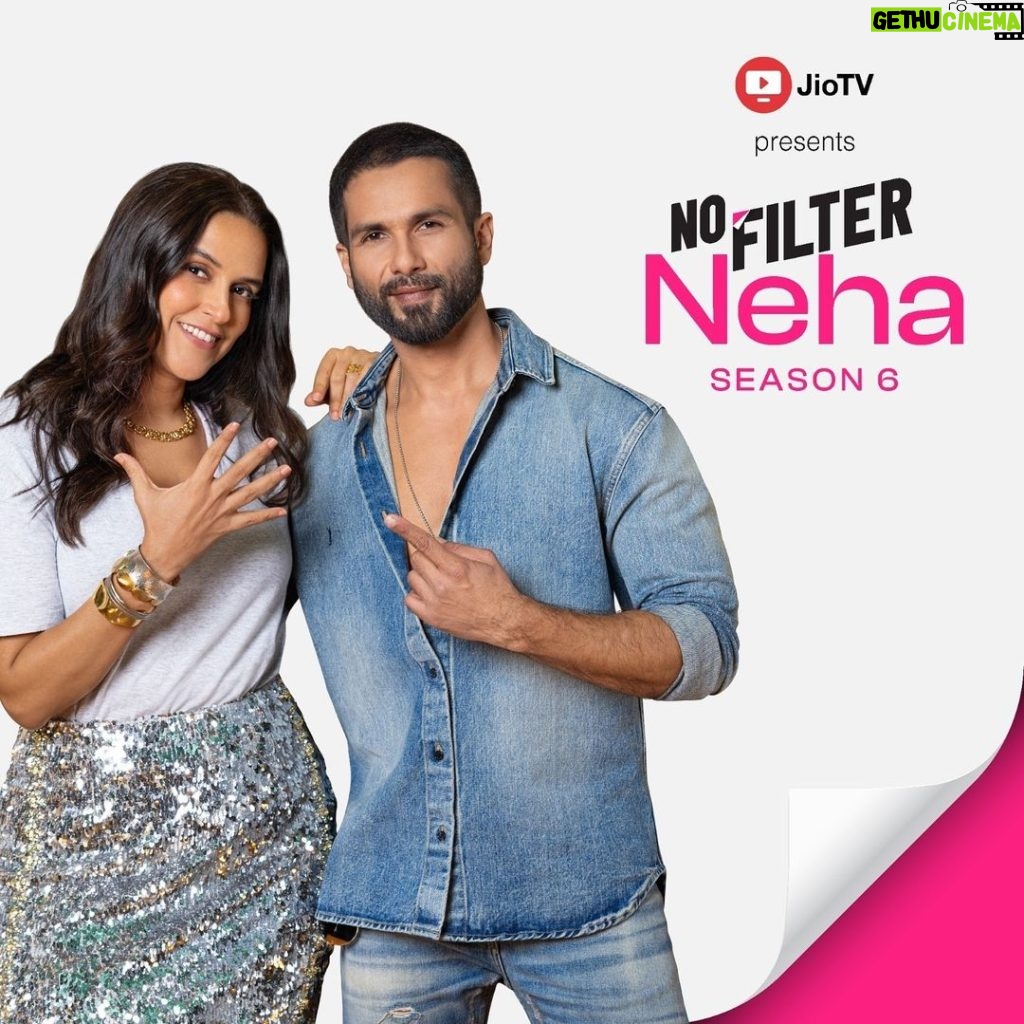 Neha Dhupia Instagram - 26 years of knowing this guy and by far the most fun conversation we have had … tune in and watch @shahidkapoor 😍😎 on #nofilternehaseason6 only on @officialjiotv @jiotvplus co produced by @wearebiggirl 📺🎙️🎤♥️