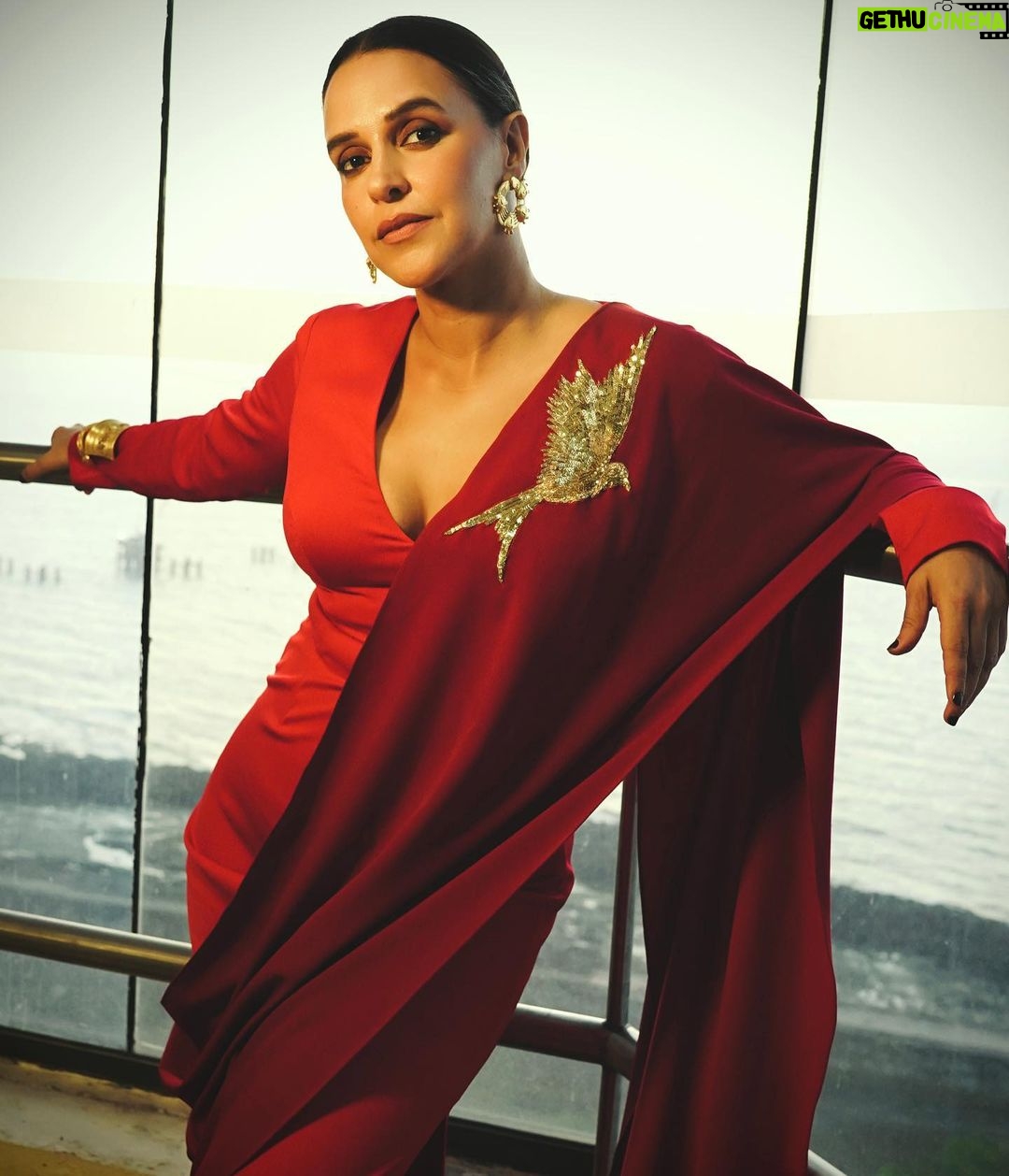 Neha Dhupia Instagram - Time for some #shosha ♥️ . . . . . . . . . . @cnnnews18 🎤 @houseofmasaba @amrapalijewels @yountentsomo @sonicsmakeup @kapilcharaniya
