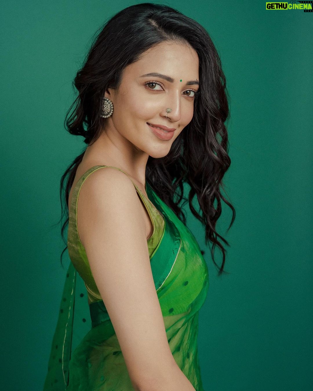 Neha Shetty Instagram - August favourites 💚 Styled by @rashmitathapa Wearing @surmaye_ Earrings @samskruthi_silver Hand accessories @tantra.brassjewellery Makeup @makeupbymadhushreeganapathy Shot by @puchi.photography