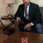 Neil deGrasse Tyson Instagram - Mind over Matter Known as Beta Waves, when focused on a task, the frontal lobe of my (and your) Brain fire billions of neurons that can be measured electromagnetically at the surface of my forehead. The device converts and delivers the signal to a Bluetooth-activated switch, triggered to turn on when the "focus meter" hits 90 out of 99. Invented by Trent Johnson, an AV tech I met in Asheville, North Carolina after a public talk I delivered there. [Video: 30 sec]