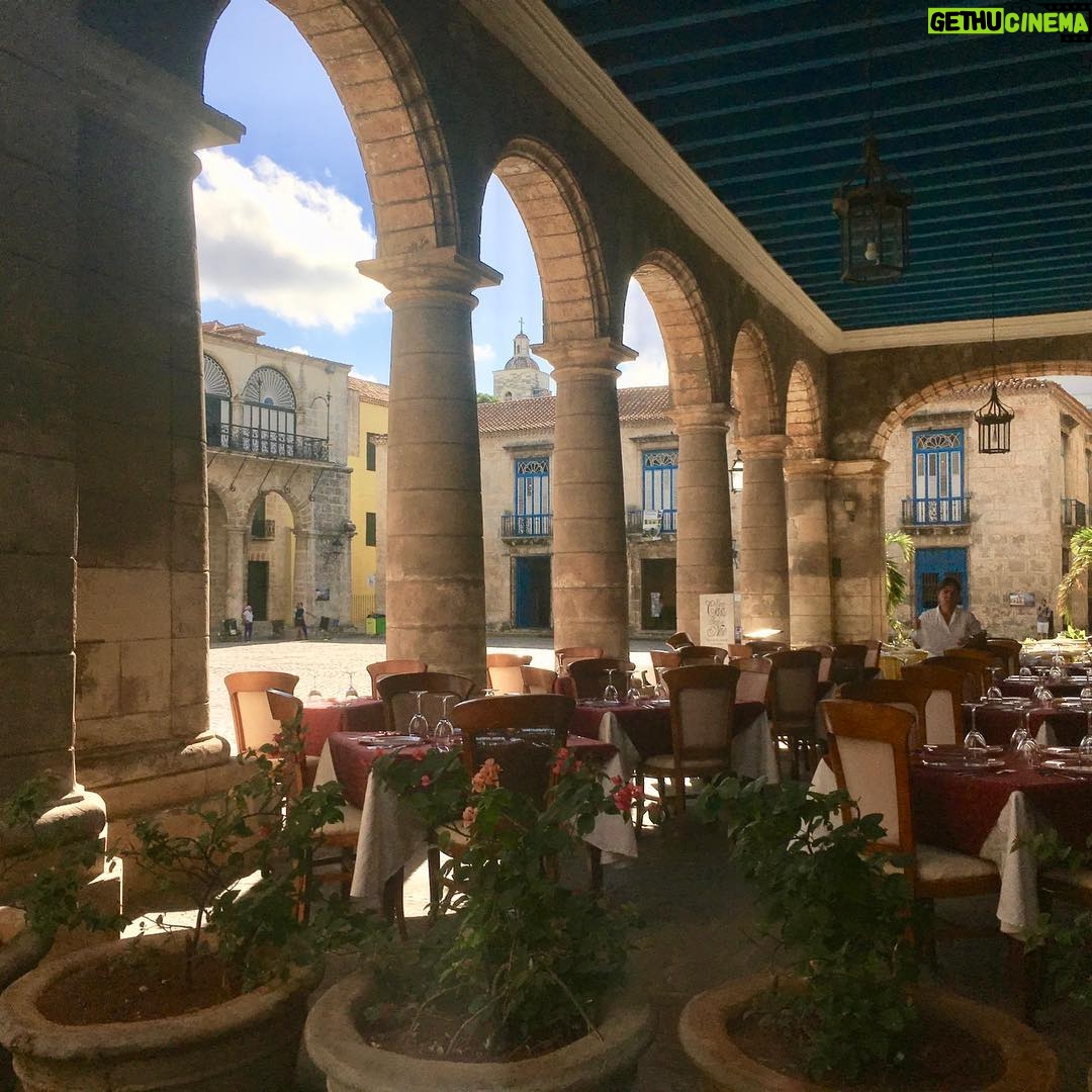 Neil deGrasse Tyson Instagram - Restaurant off the Plaza de la Catedral, Havana, Cuba. The seemingly exaggerated perspective with mixture of vibrant colors and muted stone evokes for me many Renaissance paintings of archway-lined plazas.