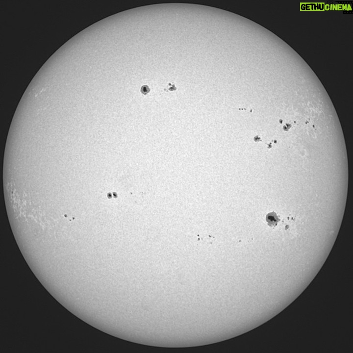 Neil deGrasse Tyson Instagram - ***Solar Acne*** My co-author from "Welcome to the Universe in 3D" @robertvanderbei nabbed this photo of our Sun at 10am ET today (Monday, Jan 16, 2023). It reveals tons of sunspots: Good for aurora-watching in higher latitudes. The Sun rotates about once per month, so these spots -- day by day -- slowly drift across the surface. Since they reveal magnetic disturbances in the Sun's plasma-gas, they always appear in pairs: One with positive and the other with negative polarity, like any red-blooded magnet. Sunspots track the Sun's 11-year cycle of surface activity. We are currently on our way up to the next peak in 2025. For detailed information on this image, and other cool astro-photos, see Bob's Princeton website. https://vanderbei.princeton.edu/images/NJP/Sun.html
