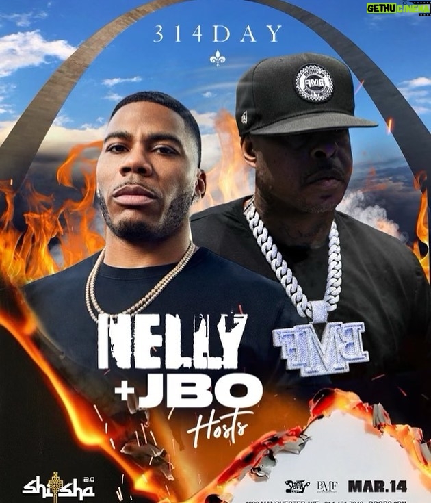 Nelly Instagram - 314DAY WE ⬆️⬆️⬆️⬆️⬆️⬆️..!! Me & My bro @jbobmf #STLARMY 💪🏽💪🏽💪🏽 @shishastl