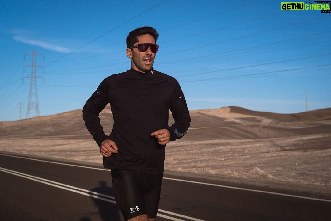 Nev Schulman Instagram - As a kid I loved watching GUTS. I always dreamed about being a contestant. My favorite part was the physical challenges, and I knew if given the chance I would absolutely crush it. Sadly I never got the chance to be on the show, but 8 years ago I decided it was time to give myself a real life physical challenge: running a sub 3 hour marathon. It took me 3 tries but I did it, and I’ve had the physical challenge bug since. This year I upped the ante, and decided to really push myself. A 300 mile team relay through the Atacama Desert from sea level to 11,000ft. We ran in shifts without stopping for 43 hours, each logging 50 hot/cold/dry/sweaty/salty/exhausted miles. It was without a doubt the most difficult thing I’ve ever done, and also the most rewarding. I pushed myself past any previous expectations of mental or physical strength and discovered a toughness and determination I didn’t know I had. Being part of a team, seeing their efforts, and having to show up for them was also inspiring in so many ways. As I await my upcoming 40th birthday, I’m more confident than ever that this is just the beginning, and can’t wait to say yes to many more adventures and challenges. Huge thanks to @robertomandje for inviting me to be on the team, and to @uarunning for making it happen. Shout out to @christianbrecheis & @dankingphoto_ for the amazing pics.