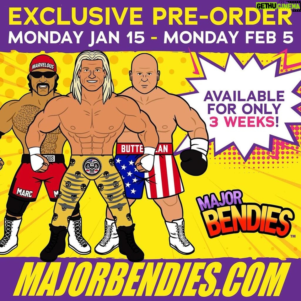 Nicholas Theodore Nemeth Instagram - Available for Pre-Order, NOW! You can order @NicNemeth, @MarcMero, & @ButterBeanBoxer as a set at MajorBendies.com! These #MajorBendies are available individually as well. They will not be made again once the Pre-Order is over! #ScratchThatFigureItch @MajorBendies