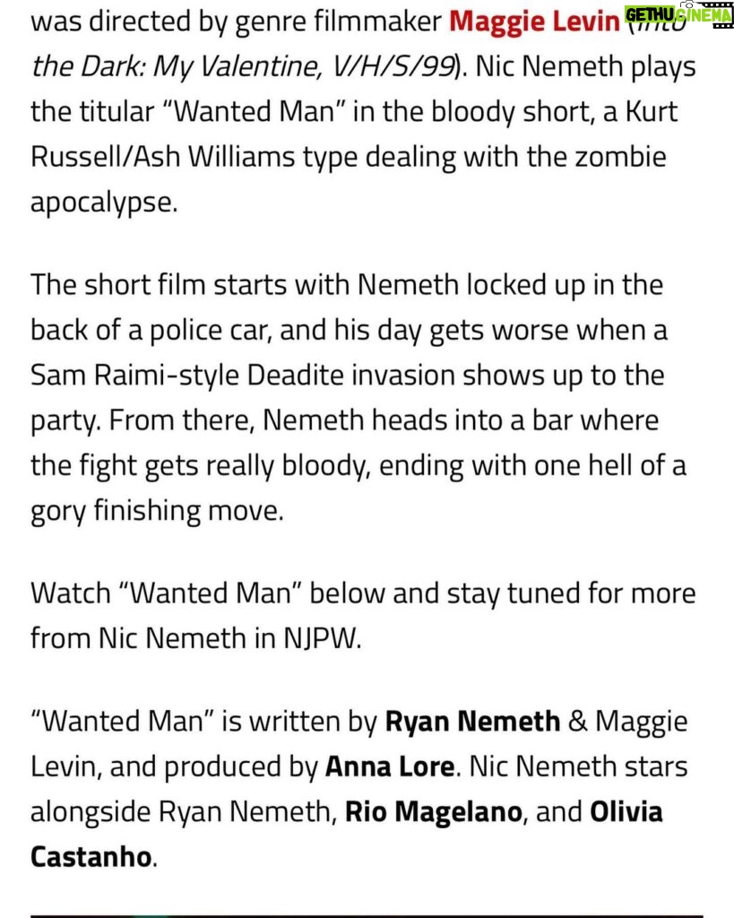 Nicholas Theodore Nemeth Instagram - Thank you @freddyinspace for the fun write-up in @bdisgusting ! Check out WANTED MAN @nicnemeth IG, YouTube, Twitter, TikTok 💀🩸🤘🏽