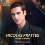 Nicolas Prattes Instagram - #MELHORESDOANO 🏆 Os indicados da categoria Ator Coadjuvante são: @nicolasprattes, o Diego de #TodasAsFlores, @rainercadete, o Luigi de #TerraEPaixão, e @tonytornadooficial, o Frei Tomé de #AmorPerfeito 🧡 E quem define o vencedor é você: vote agora no seu favorito em gshow.com/domingao ou no link da bio 📲✨