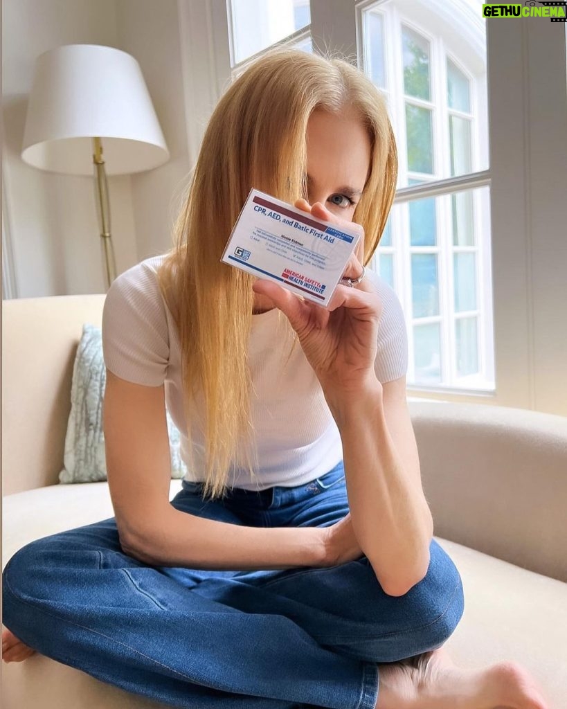 Nicole Kidman Instagram - CPR, AED & basic first aid are invaluable skills to learn because they allow you to provide medical care until emergency medical services arrive. My family and I became certified last week, because you never know when an emergency will occur and who will be affected. #CPRChoice