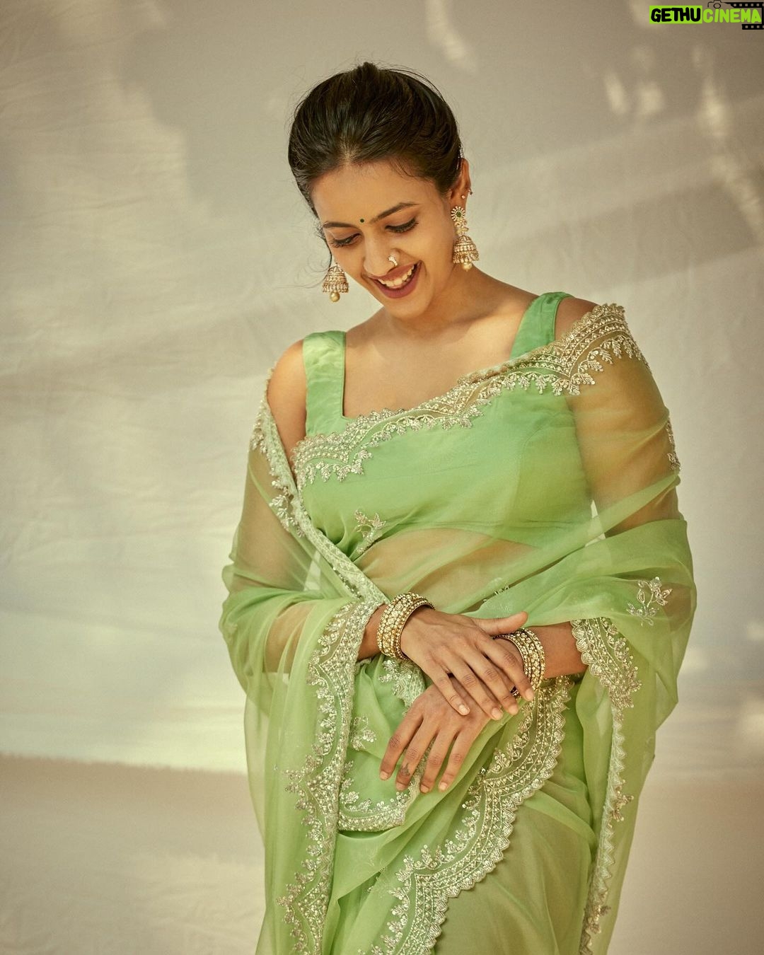 Niharika Konidela Instagram - Celebrating Kathyayani, the sixth manifestation of goddess Durga. Green signifies courage and victory . Shot by @arifminhaz Styled by @prashantiramesh Wearing @weararca HMU @ravi_pasupuleti Photo Asst @__azmathajju @thema.rudrani Styling Asst - @phani__reddy