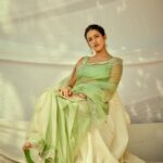 Niharika Konidela Instagram - Celebrating Kathyayani, the sixth manifestation of goddess Durga. Green signifies courage and victory . Shot by @arifminhaz Styled by @prashantiramesh Wearing @weararca HMU @ravi_pasupuleti Photo Asst @__azmathajju @thema.rudrani Styling Asst - @phani__reddy