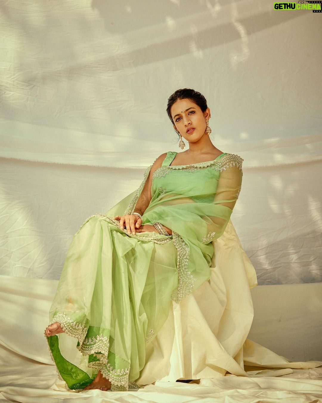 Niharika Konidela Instagram - Celebrating Kathyayani, the sixth manifestation of goddess Durga. Green signifies courage and victory . Shot by @arifminhaz Styled by @prashantiramesh Wearing @weararca HMU @ravi_pasupuleti Photo Asst @__azmathajju @thema.rudrani Styling Asst - @phani__reddy