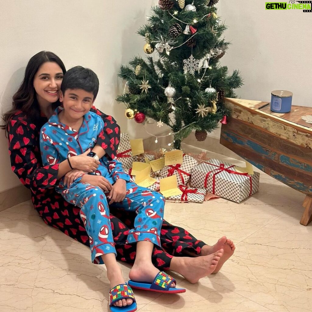 Nikita Dutta Instagram - It was a merry Christmas indeed with PJs and presents! Going to be an obsessed aunt for life 🍒🌲❄