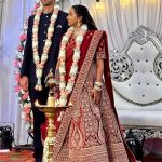 Nikita Sharma Instagram - It’s the 3rd picture for me 🥹 My best friend is all grown up! ♥️ 13 years of knowing you and and me finally crying tears of joy at your wedding. Feels like a full circle moment. ☺️✨ My lehenga is by @the_adhya_designer ✨ Chennai, India